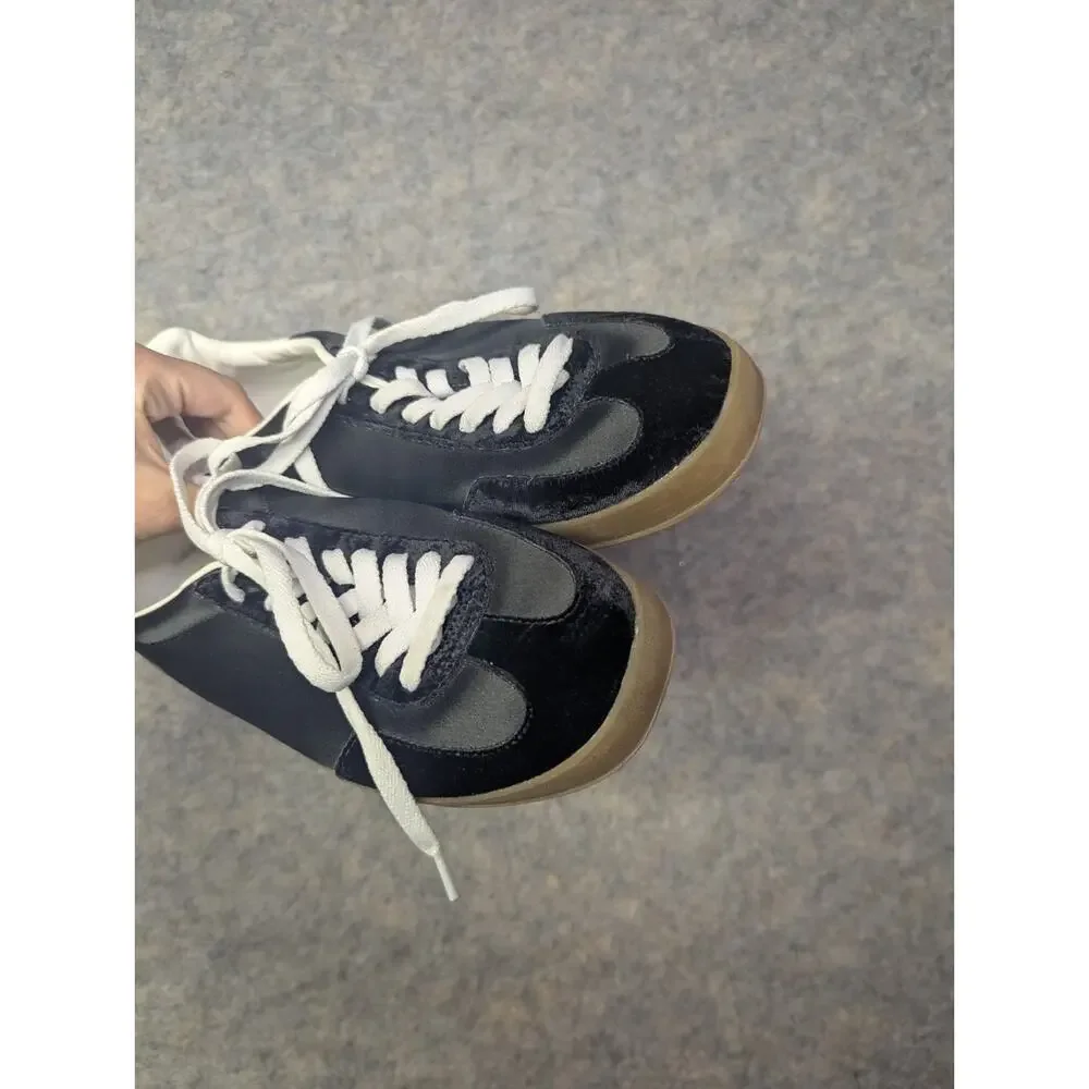 PLAY By JEFFREY CAMPBELL Keys Sz 6 Black Velvet Satin Mix Sporty Casual Shoes